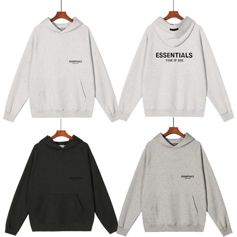 FOG FEAR OF GOD ESSENTIALS Double-line LOGO flocking print hooded casual couple fleece sweater autumn and winter