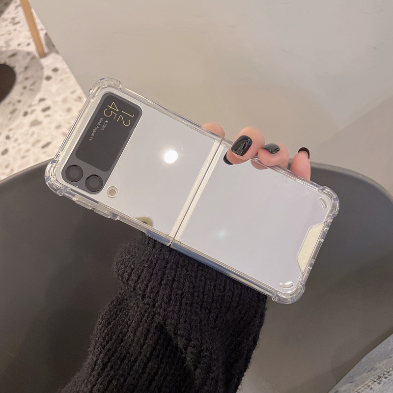 Ốp Điện Thoại Cứng Tráng Gương Hình Gấu Hoạt Họa Cho Samsung Galaxy Z Flip 4G 3 Flip3 5G