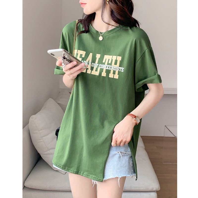 Áo thun IELGY tay lửng cổ tròn thiết kế xẻ tà thời trang cho nữ