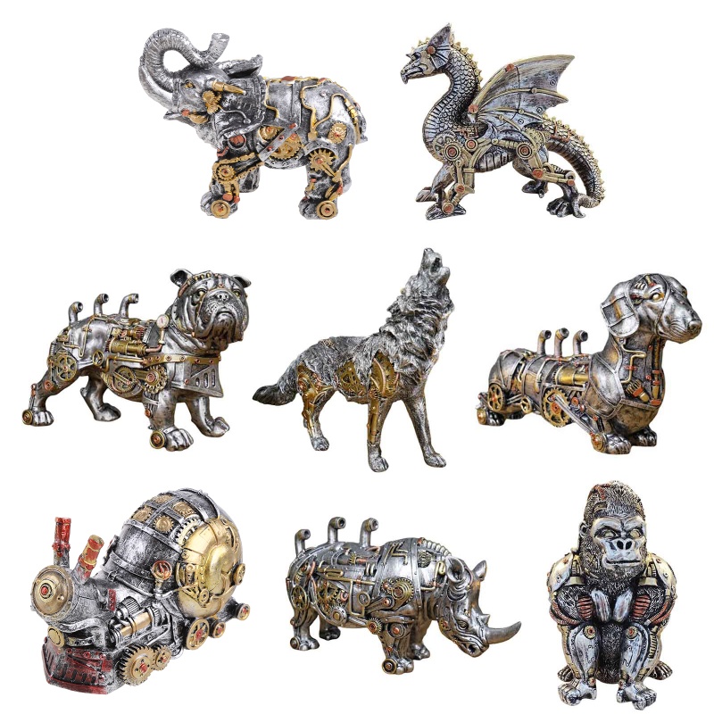 Aoto Đồ trang trí Chú Chó Máy Hơi Nước Punk Bằng Nhựa Resin Thủ Công Trang Trí Nhà Cửa / Văn Phòng / Phòng Ngủ
