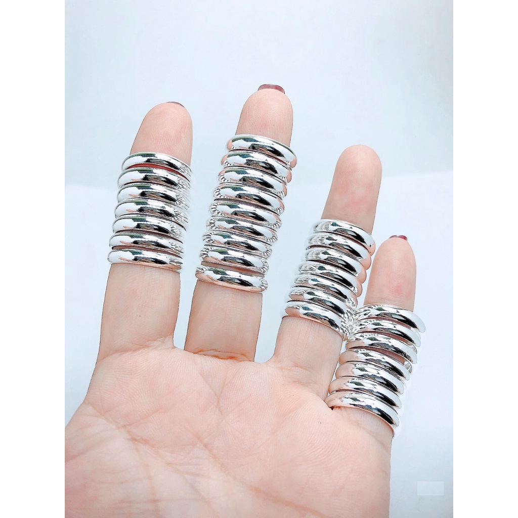 Nhẫn nữ - nhẫn tròn chuẩn bạc ta - nam nữ đeo đẹp - Thanh bạc