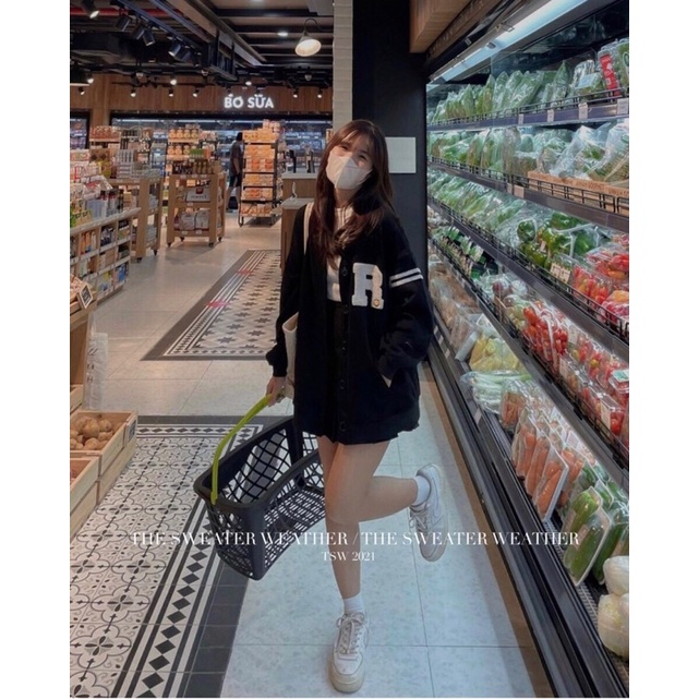 Áo Khoác Cardigan Hàn Quốc 2 Màu Đen Be