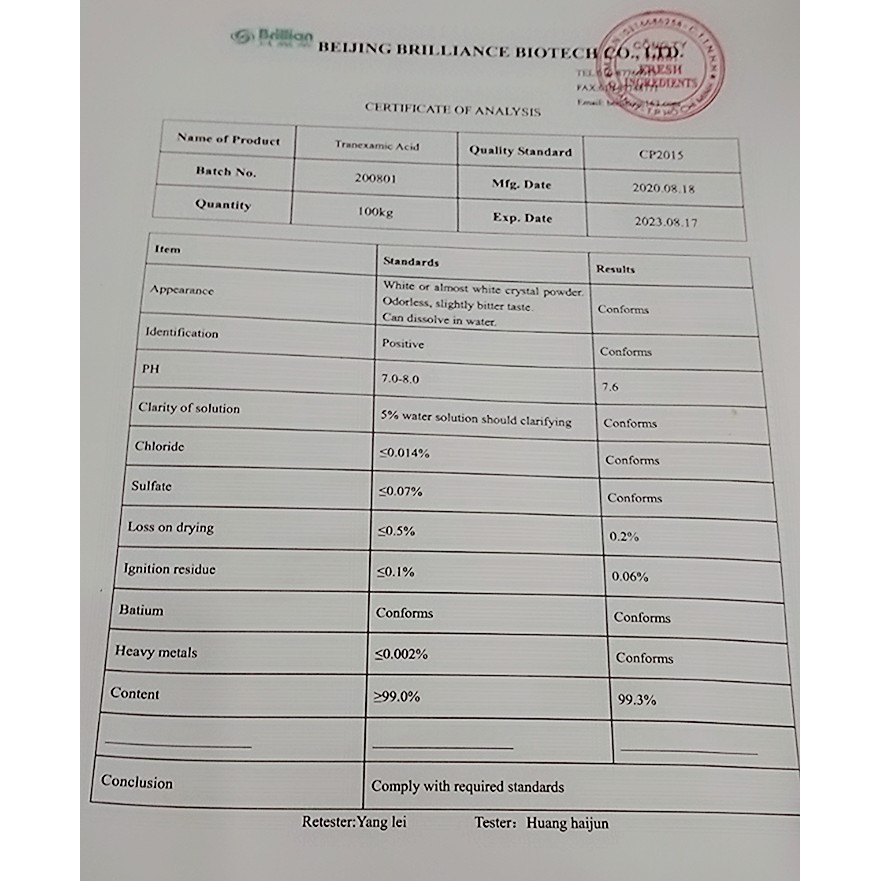 10 gr TRANEXAMIC ACID - Hoạt chất sáng da, giảm nám