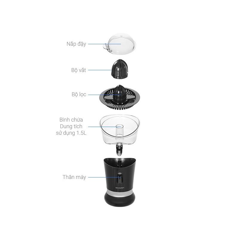 Máy vắt cam Sharp EJ-J850-BK màu đen sang trọng công dụng đa năng, hàng chính hãng