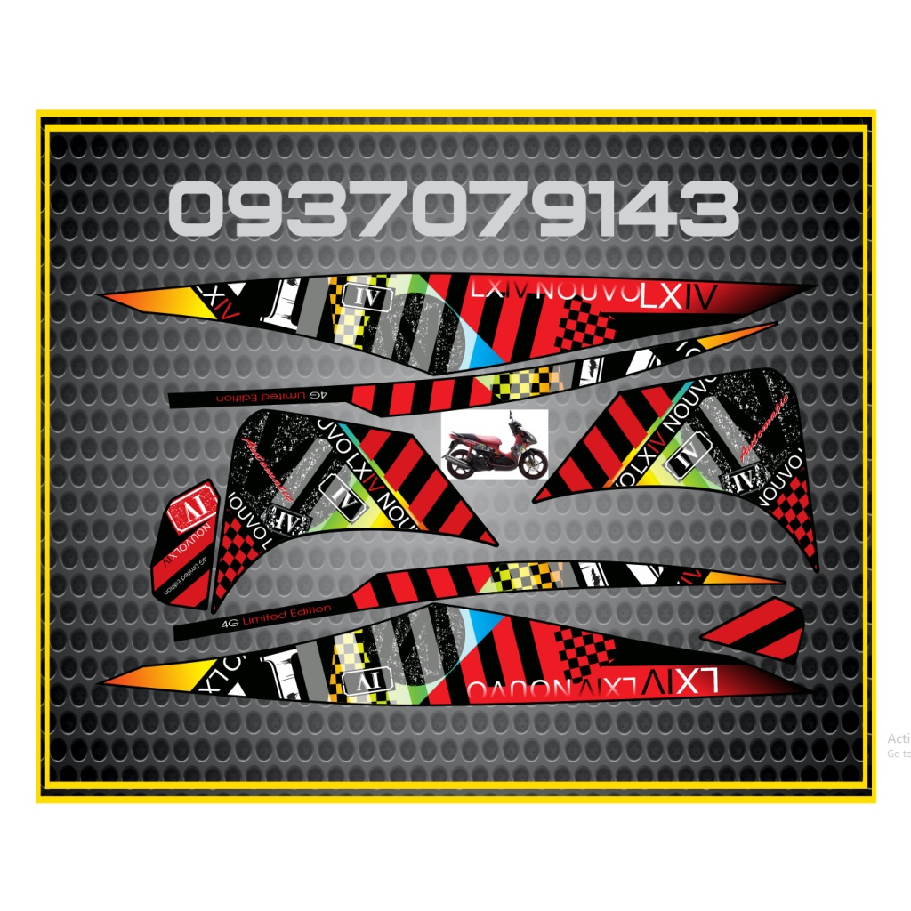 TEM XE NOUVO LX HOA VĂN ZIN ĐỎ ĐEN -- SHIN DECAL 2