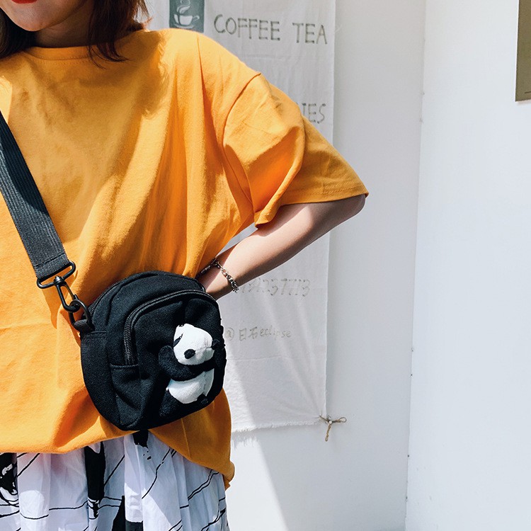Túi nhỏ đeo chéo gấu Panda mẫu mới phong cách Hàn Quốc mới vải bố siêu bền đẹp