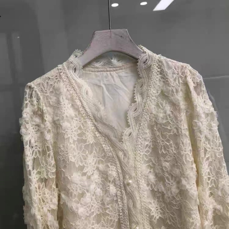 575k áo sơ mi ren tay dài