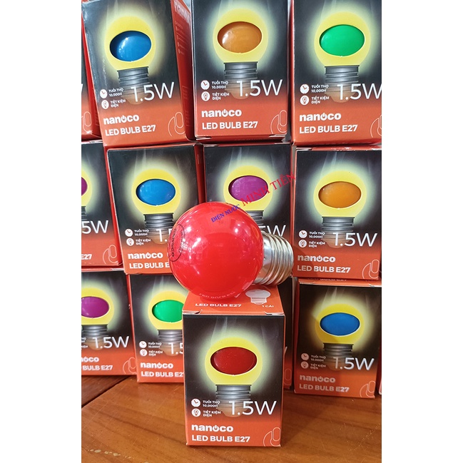 Bóng LED màu, Bóng đèn LED BULB trang trí 1.5W  nhiều màu Vàng/Đỏ/Xanh dương/Xanh lục/Tím, đui E27 của Nanoco