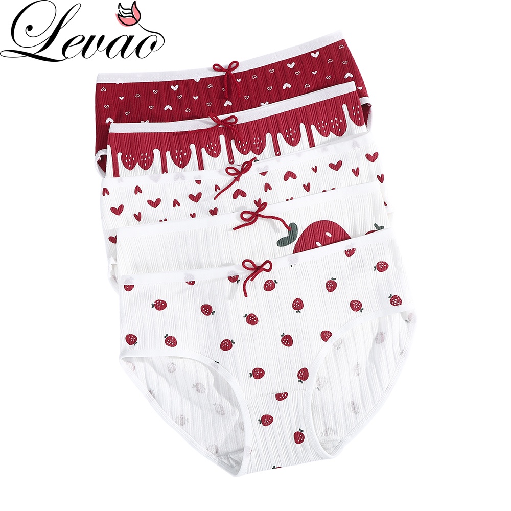 Quần Lót LEVAO Cotton Họa Tiết Trái Dâu Xinh Xắn Cho Nữ