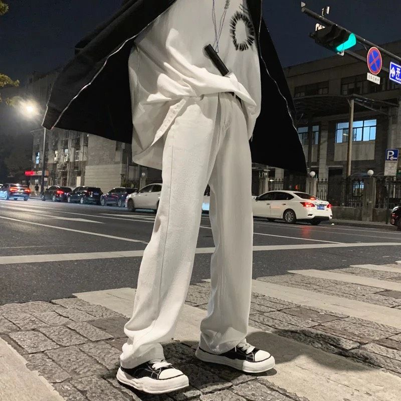 QUẦN KAKI ỐNG RỘNG-DÁNG SUÔNG PHONG CÁCH HÀN QUỐC-THỜI TRANG UNISEX-có size Nam Nữ dể phối đồ siêu đẹp màu trắng kem