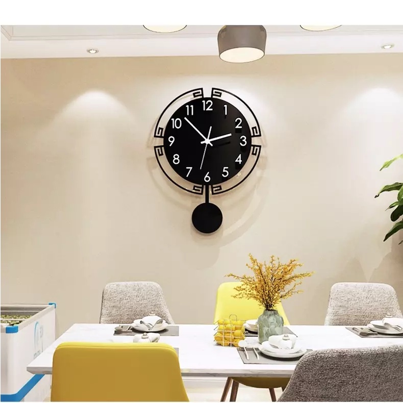 Đồng hồ treo tường quả lắc ☘️Không cần khoan tường ☘️ Trang trí phòng khách sang trọng ☘️ Kèm pin và bộ kim thay thế ☘️