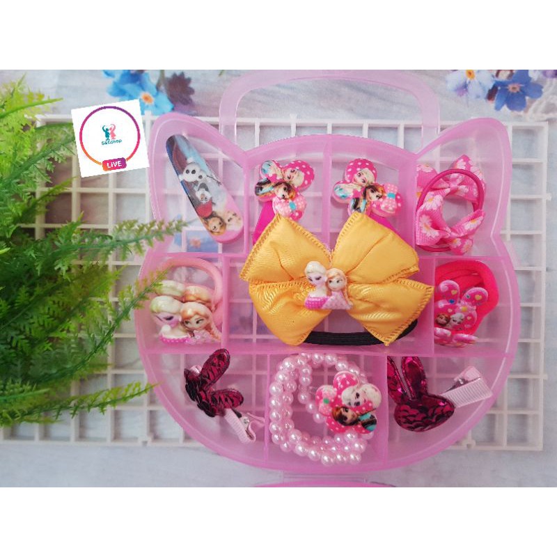 Hộp Phụ Kiện Tóc Mèo Hello Kitty Xinh Yêu Cho Bé Gái