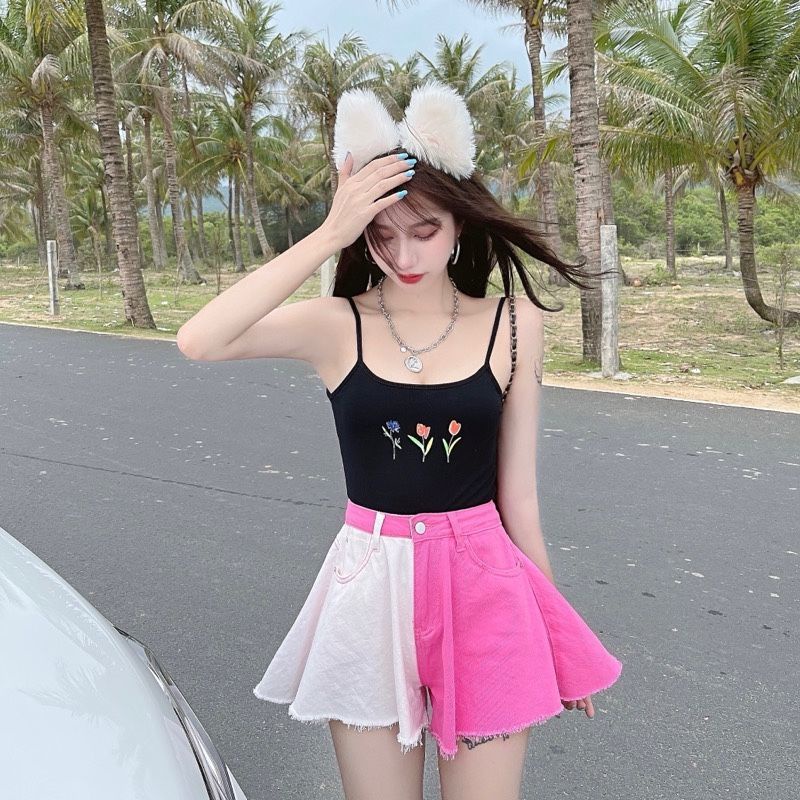 Quần Short Jeans Nữ Dáng Chữ a Lưng Cao Màu Sắc Thời Trang Cho Nữ