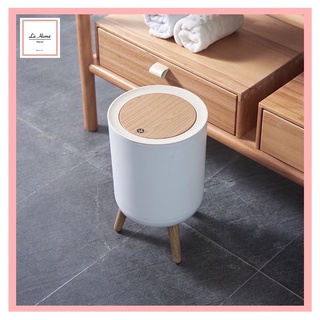 Thùng rác chân gỗ kiểu dáng sang trọng thiết kế vintage đơn giản