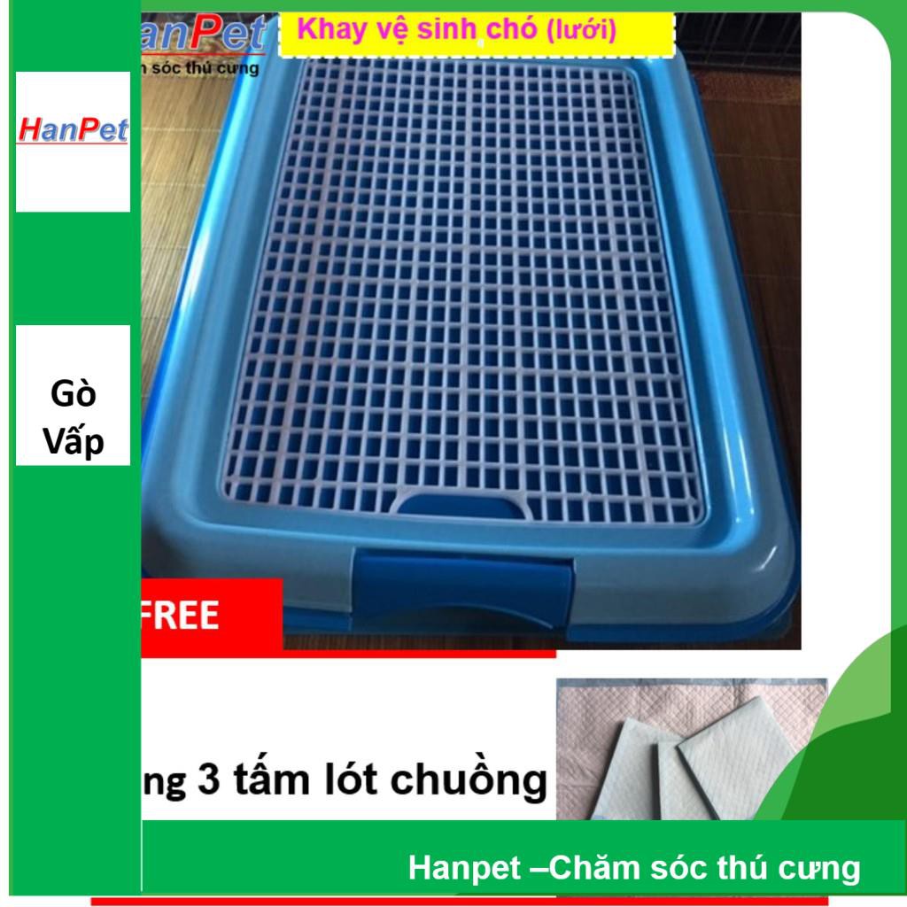 Hanpet.GV- Khay vệ sinh cho chó (màu ngẫu nhiên) dạng lưới cải tiến (- 377b)+ Tặng 3 tấm lót chuồng, sàn xe