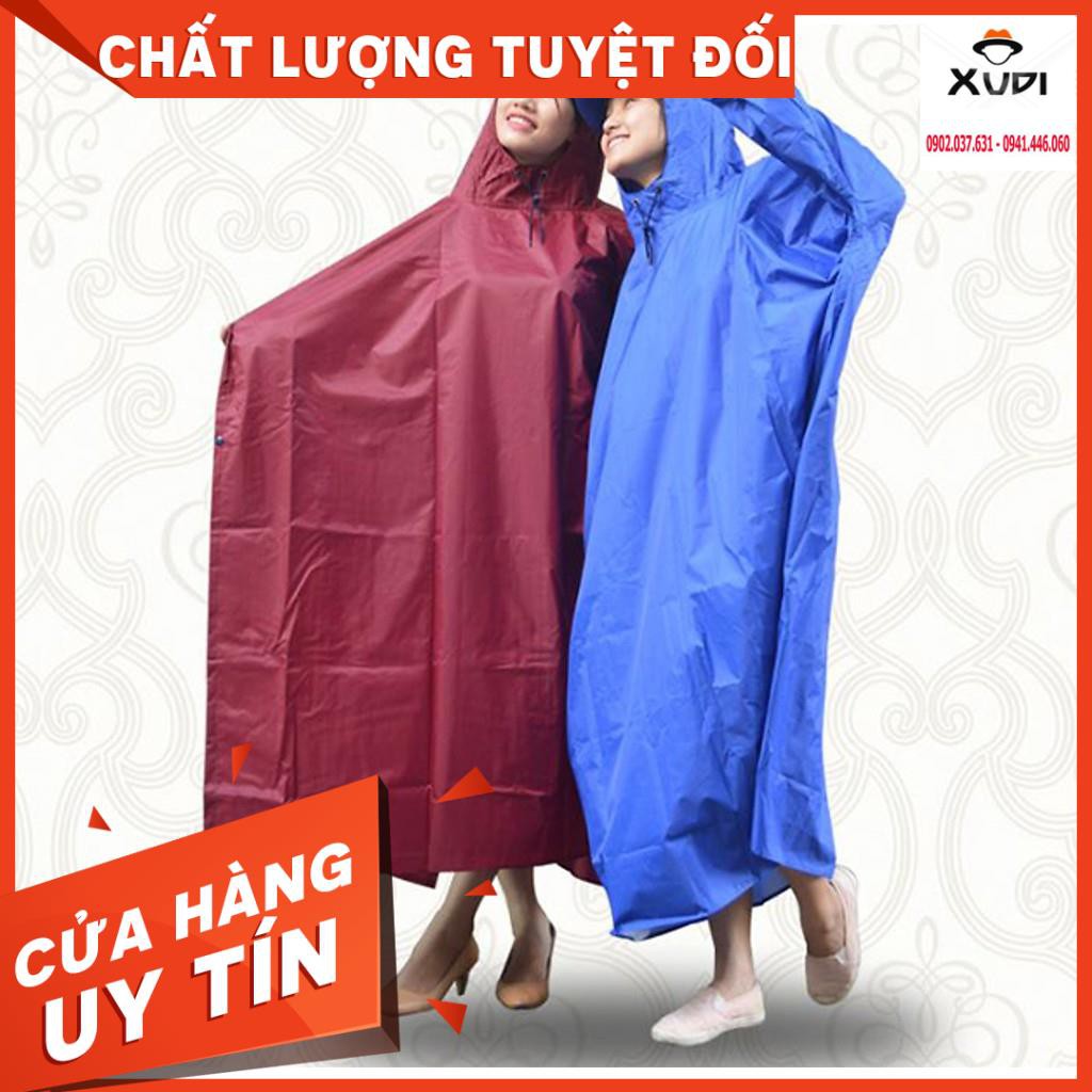 Áo Mưa Vải Dù Xẻ Tà Cánh Dơi Dài 1m4 Chống Thấm Cao Cấp