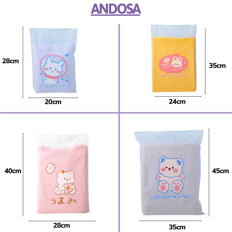 Túi dây rút in hình gấu cute chống nước túi zip đựng mỹ phẩm đồ cá nhân quần áo giầy dép ANDOSA TCN11