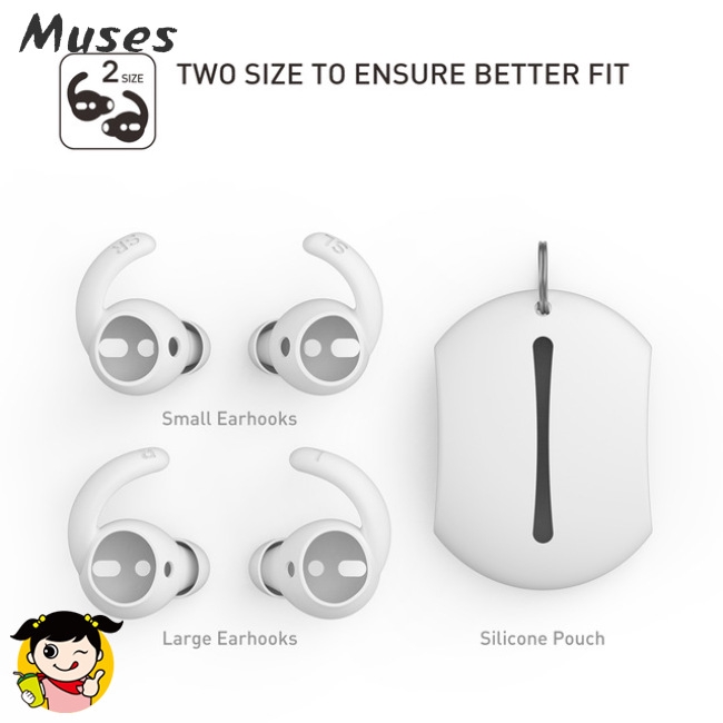 Muse07 Bộ 2 cặp móc silicon cho tai nghe Apple Airpod bảo vệ tiện dụng