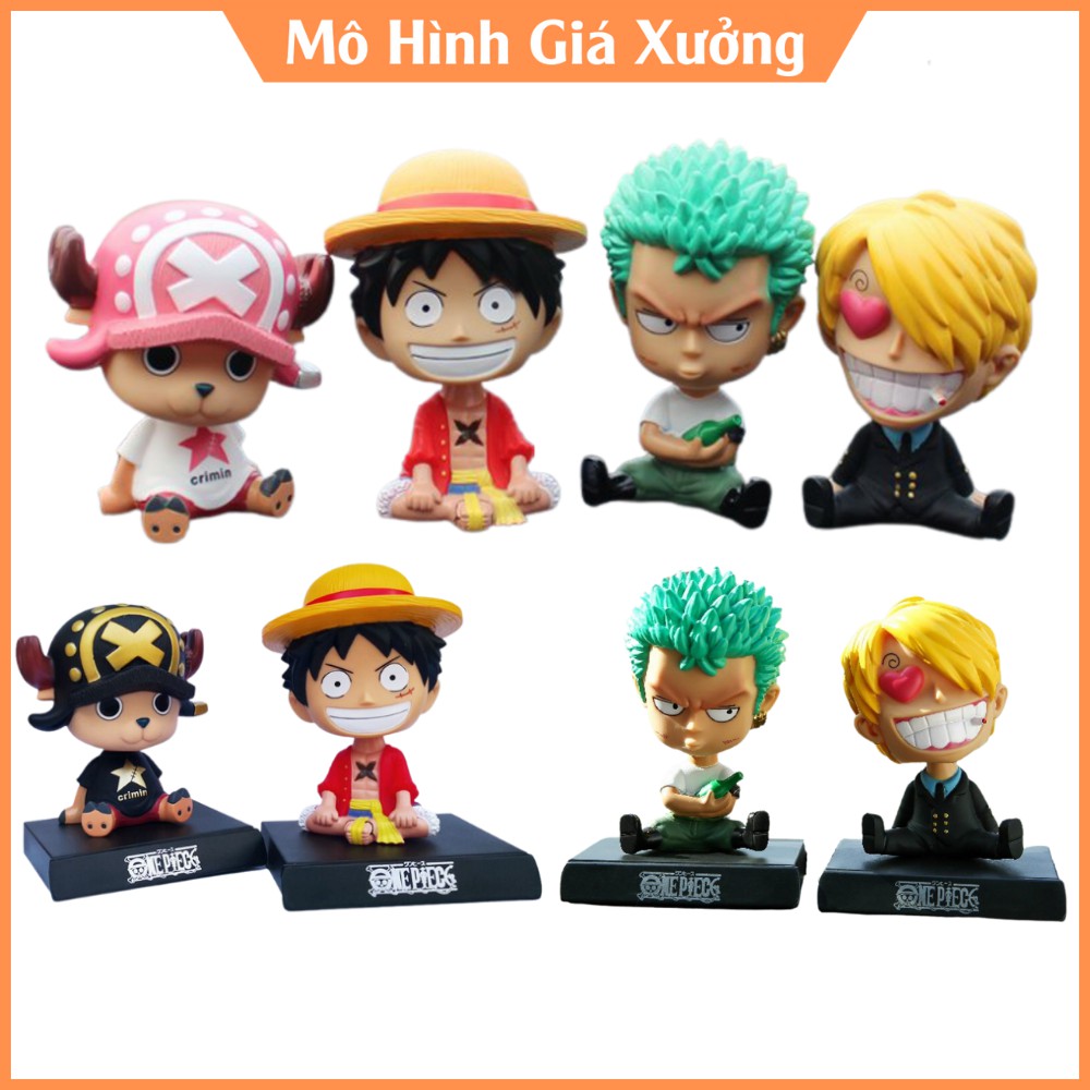 Mô Hình Luffy , Zoro , Sanji , Choper Hồng , Choper Đen Lắc Đầu Cao 11 - 13Cm - Trang trí ô tô , bàn làm việc . Quà Tặng