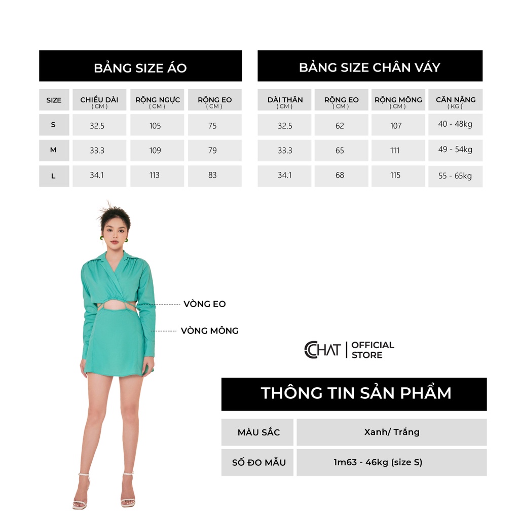 Set Đồ Nữ 𝐂𝐂𝐇𝐀𝐓 Áo Sơ Mi Cut Out Eo Quần Short Chất Thô Cao Cấp 22BDT2002OT