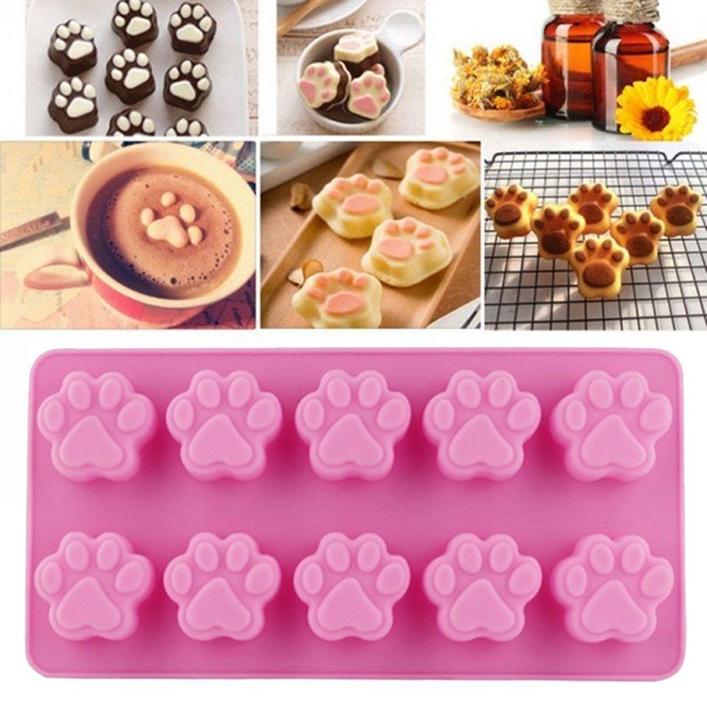 Set 4 Khuôn Làm Bánh Kẹo Hình Dấu Chân Chó / Mèo Đáng Yêu 10 Ngăn