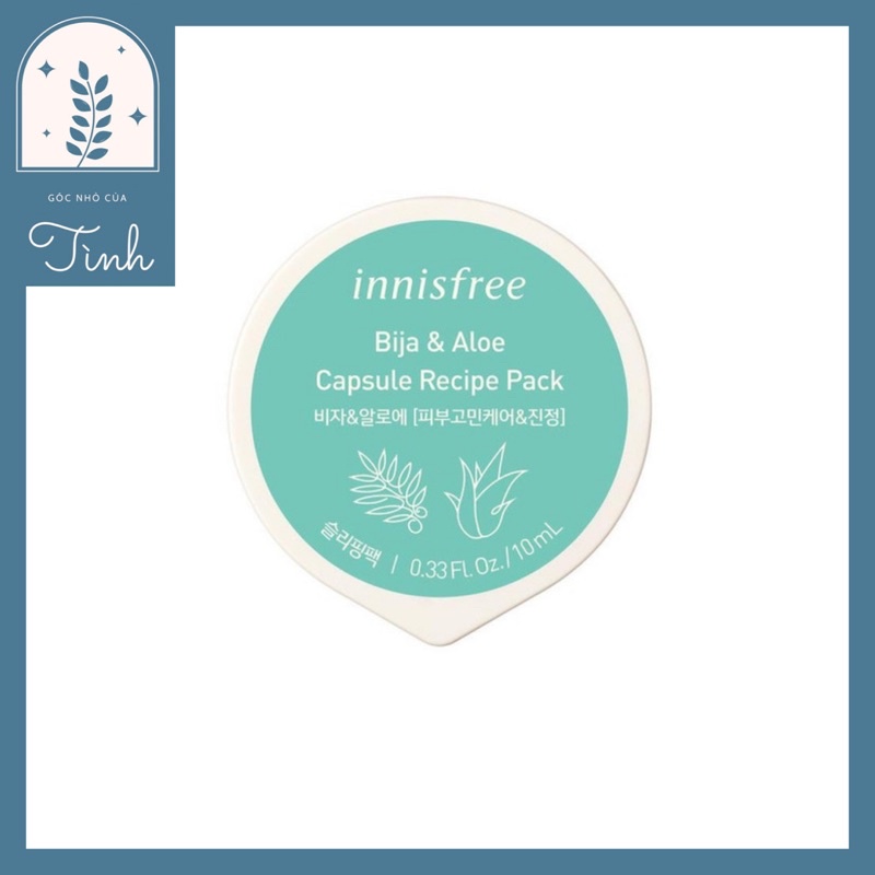 MẶT NẠ NGỦ DẠNG HŨ TỪ BIJA & NHA ĐAM INNISFREE BIJA & ALOE CAPSULE RECIPLE PACK 10ML