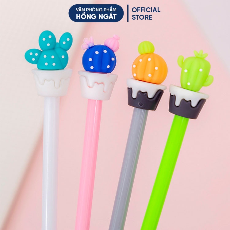 Bút bi cute xương rồng MS2, bút bi nước mực gel đen ngòi 0.5mm nhiều màu dễ thương đồ dùng học tập văn phòng phẩm B10