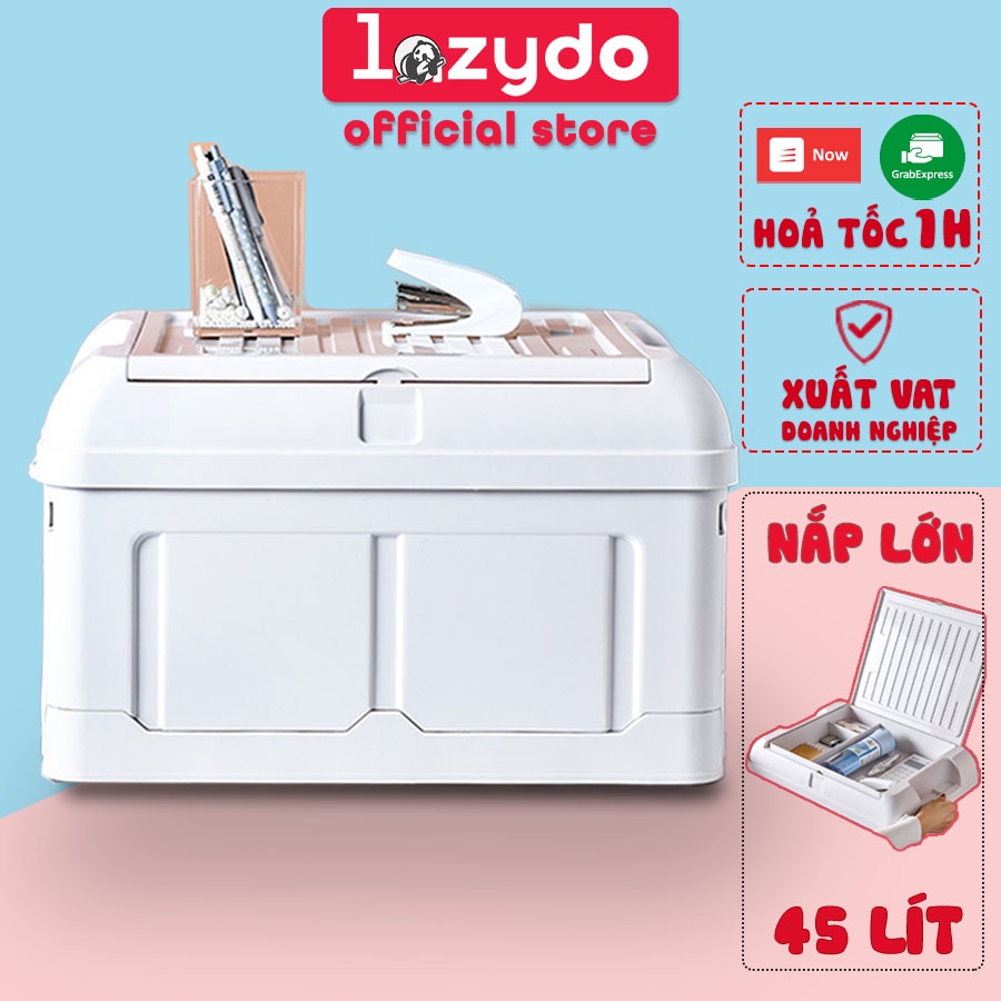 Thùng Gấp Gọn 45 Lít Lazydo Đa Năng Bằng Nhựa PP Cao Cấp Có Nắp Đậy Lớn Đựng Đồ Gọn Gàng (VM03)