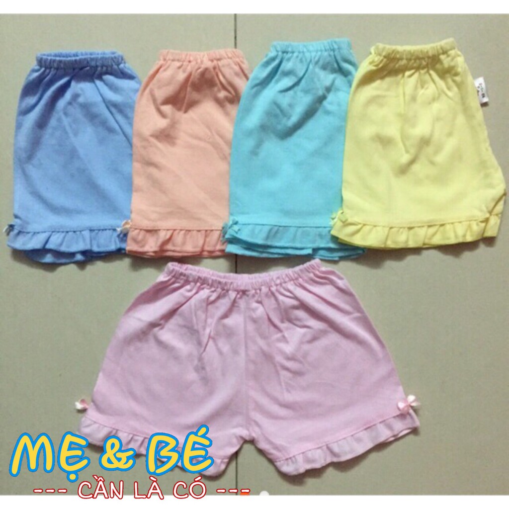 Set 5 Quần Đùi Cotton Bé Gái Bèo Màu Hihi