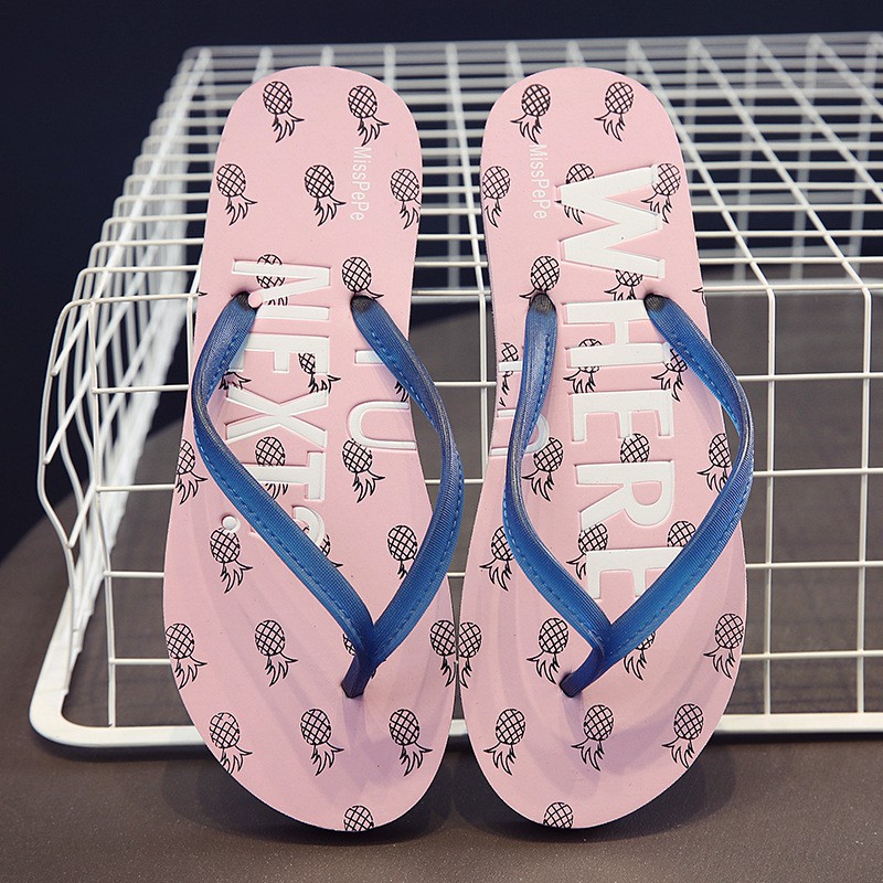 Summer Boho Floral Beach Sandals Wedge Slippers for Women