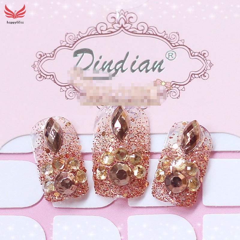 Set 24 Móng Tay Giả Đính Đá Trang Trí Toàn Diện Cho Cô Dâu