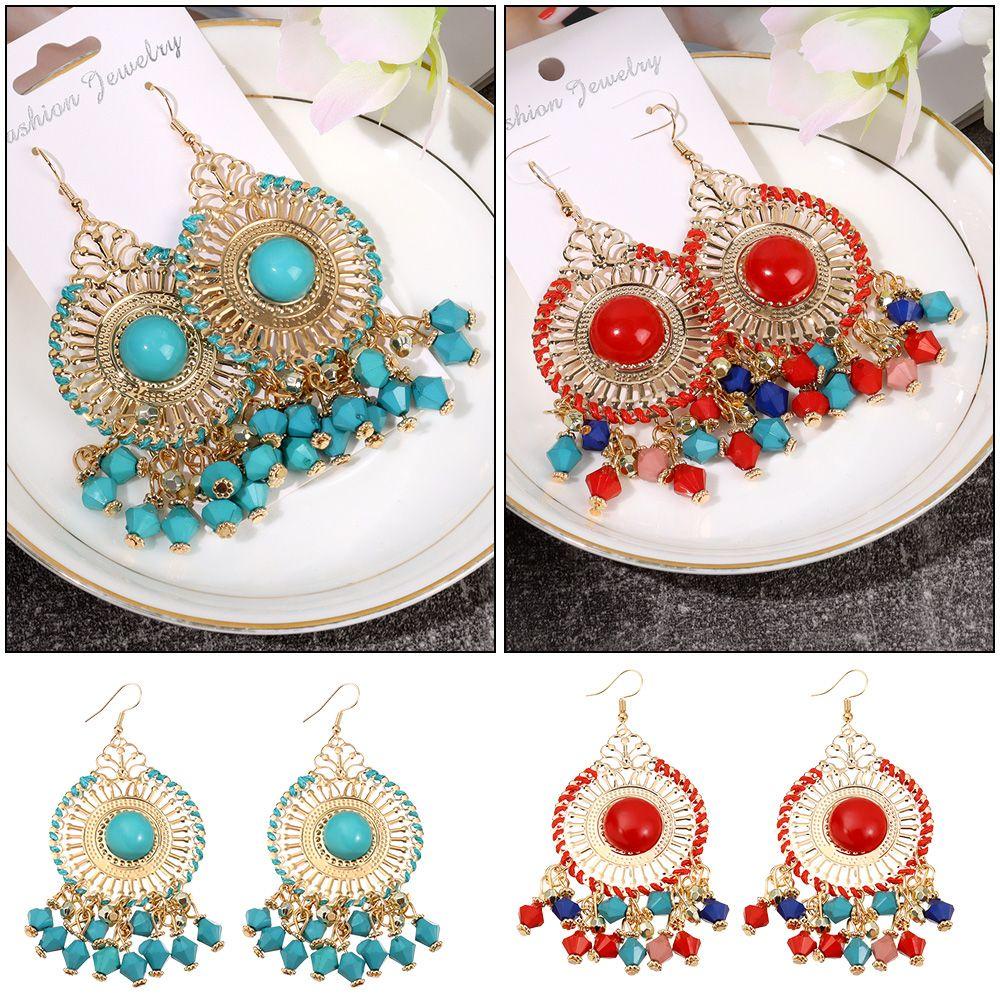 1 Đôi Bông Tai Tua Rua Dài Phong Cách Bohemian Thời Trang