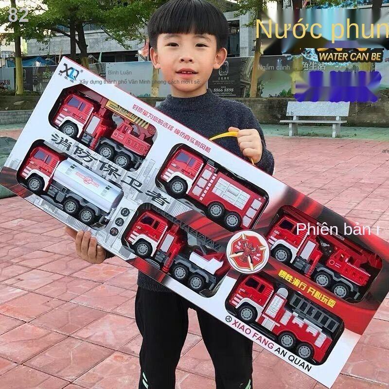 ZBộ đồ chơi phun nước cỡ lớn, xe quán tính trẻ em, xe cẩu thang, xe công trình, mô hình ô tô bé trai