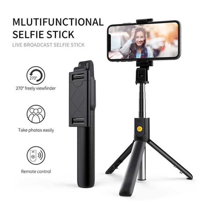 Gậy Q07 Chụp Ảnh Selfie Dành Cho Điện Thoại Kết Nối Bluetooth Không Dây, Có thể Xoay Ngang dọc Đt, Kim Loại sang trọng