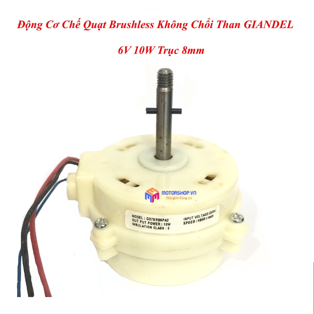 COMBO Động cơ motor, củ quạt hộp GIANDEL 6V 10W brushless không chổi than Trục 8mm và điều tốc