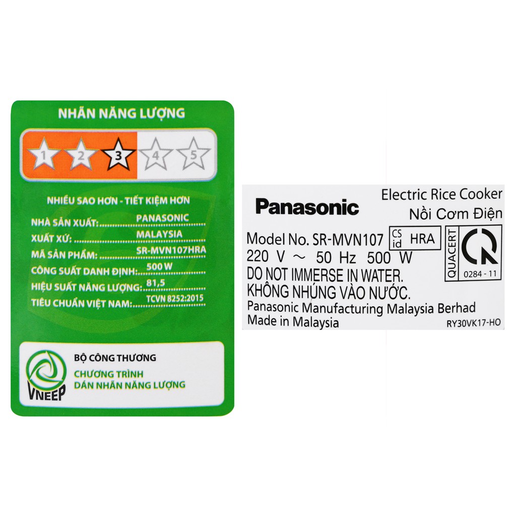 Nồi cơm điện Panasonic 1 lít SR-MVN107HRA