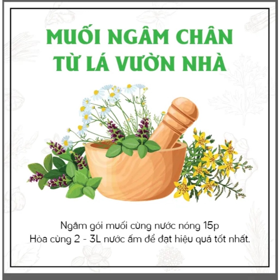 Muối ngâm chân từ lá vườn nhà 15 gói/ hộp làm ấm cơ thể giúp giảm đau khớp, ngủ ngon, khử mùi