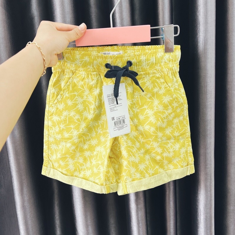 (12-28kg) Quần short đi biển cho bé chất kaki mềm lưng thun dây rút