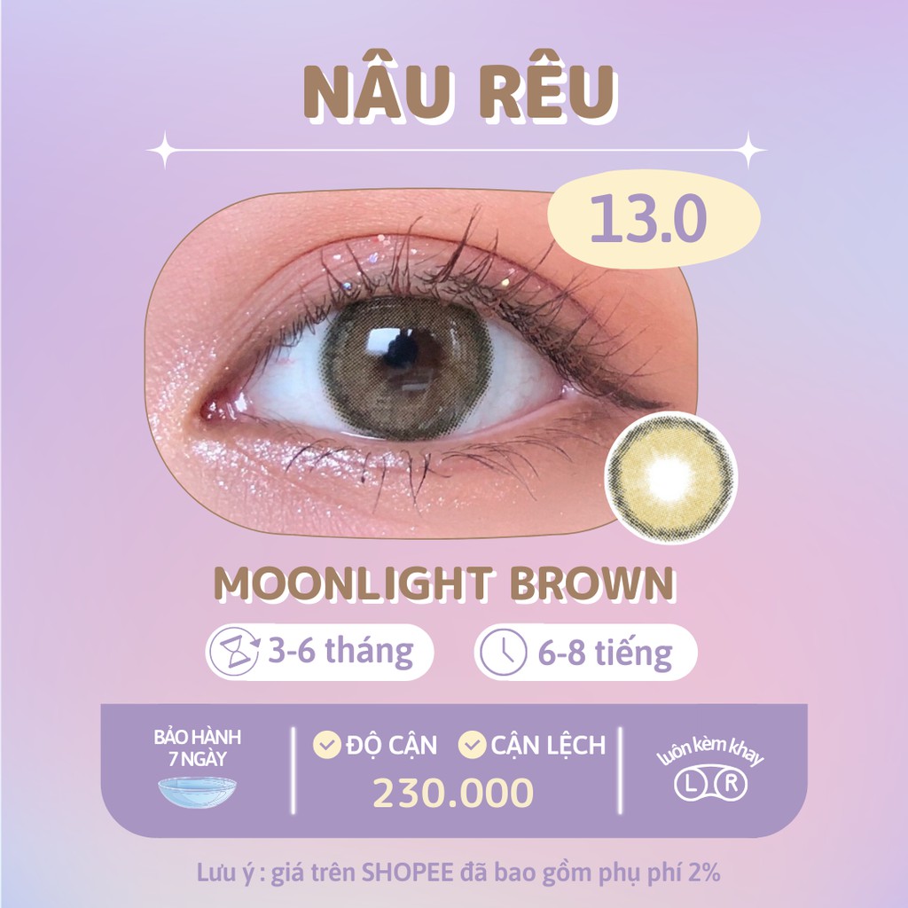 Kính áp tròng nâu rêu Moonlight Ice Brown - Made in Korea | Hạn sử dụng 3-6 tháng