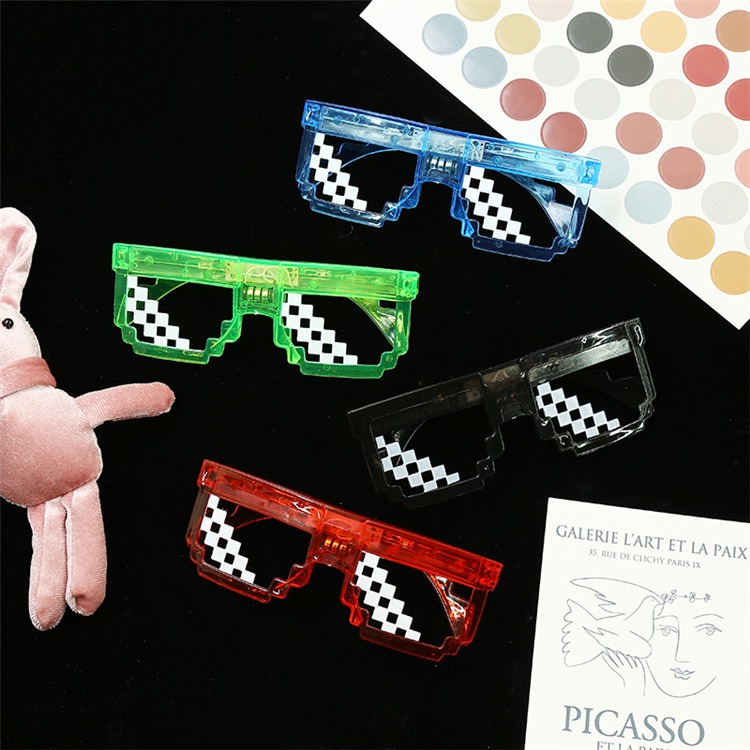 Kính mát gọng vuông không viền phong cách Thug Life phát sáng đèn led vui nhộn thời trang hip hop cho nam và nữ