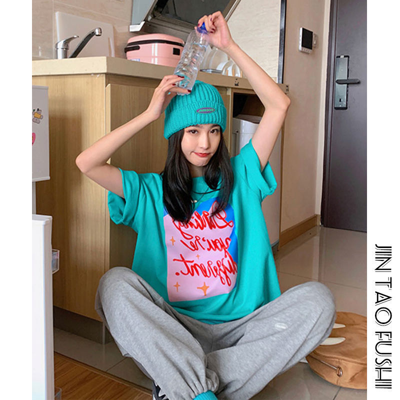 Áo thun ngắn tay cổ tròn dáng rộng thời trang dành cho nữ