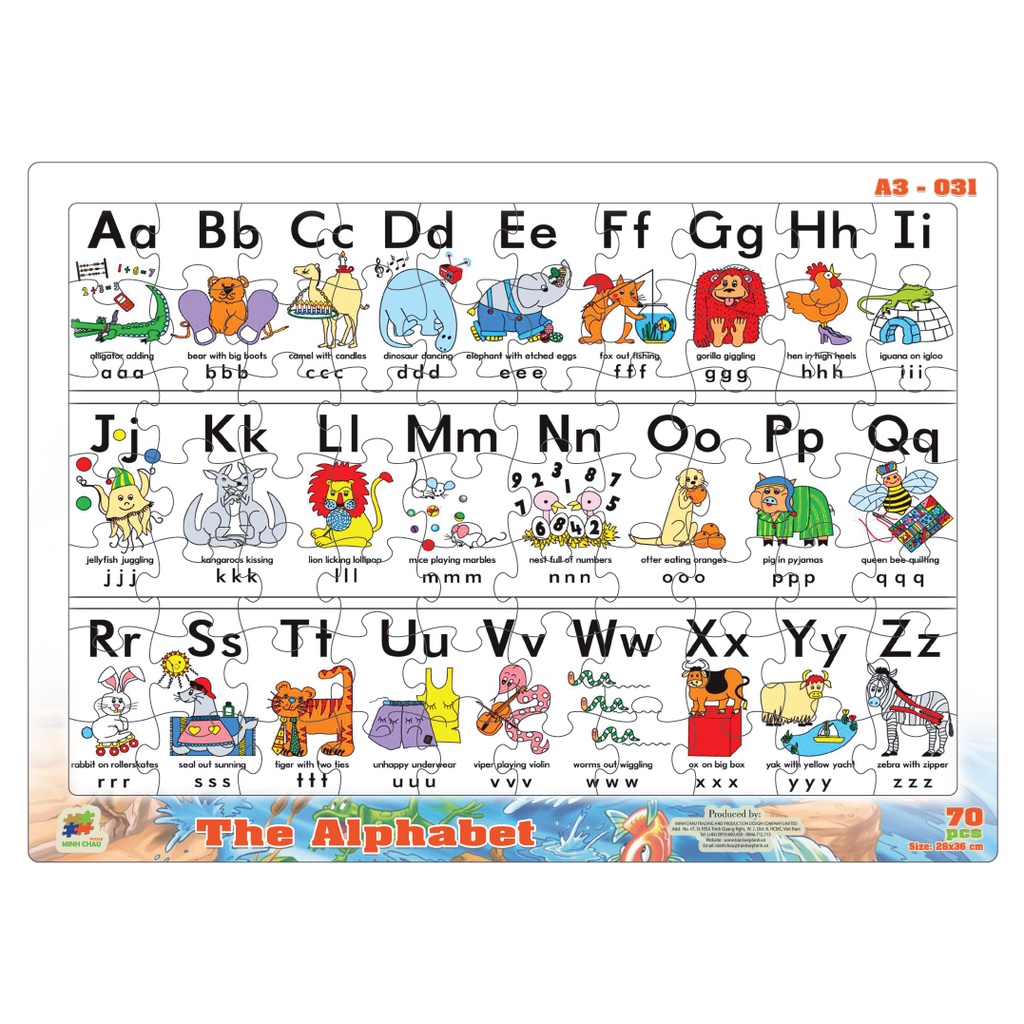 (Combo 6) Combo 05 Tranh Xếp Hình Minh Châu 70 Mảnh Khổ – Chủ Đề Học Tập – Đồ Chơi Trí Tuệ Cho Bé Từ 3 Tuổi (26x36cm)