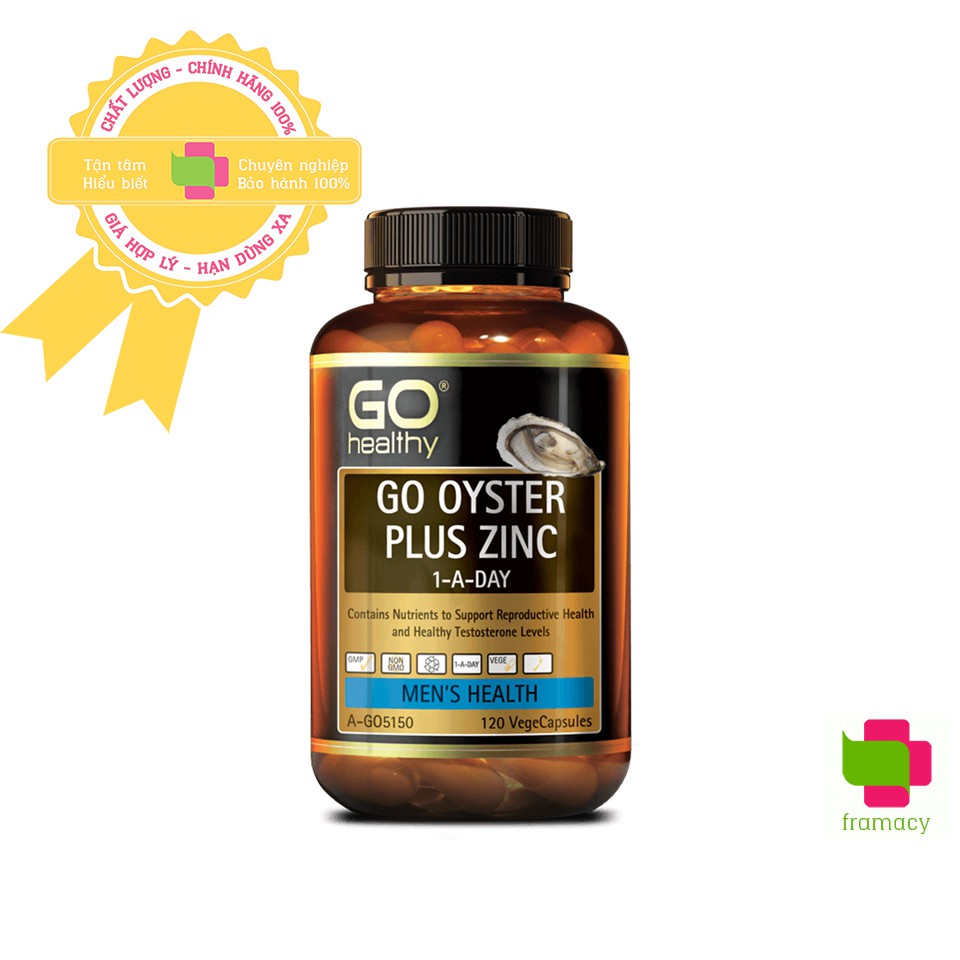 Tinh chất hàu tươi Go Healthy Oyster Plus Zinc 1-A-Day, New Zealand (120 viên) tăng cường sinh lực phái mạnh