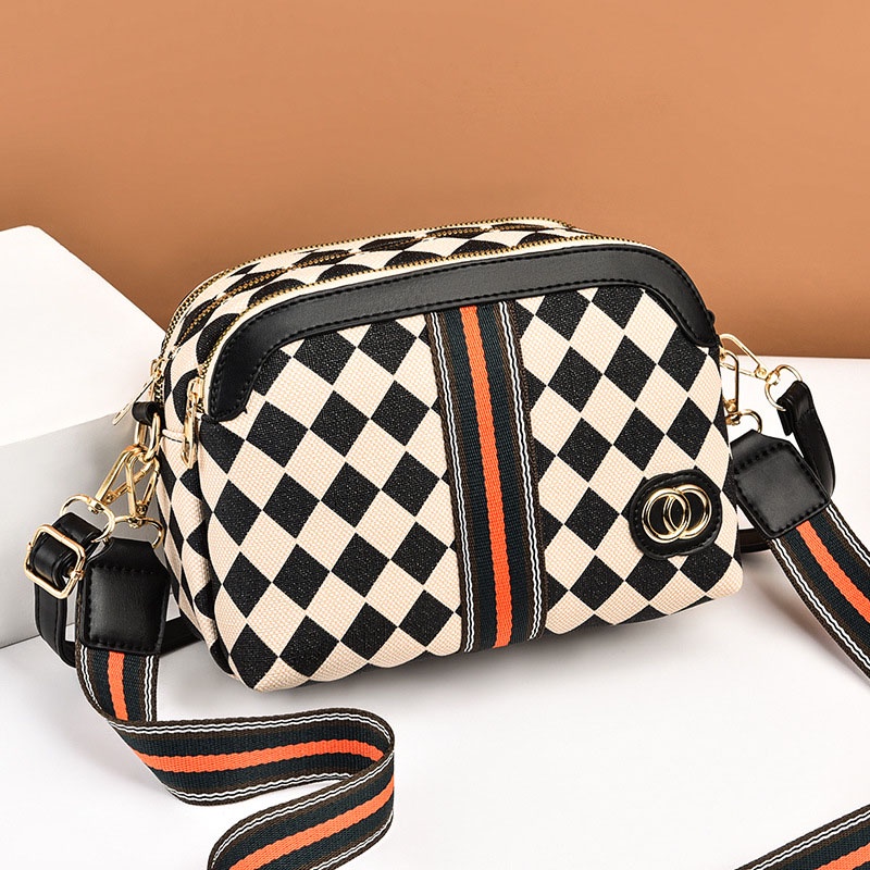 Túi Đeo Chéo Hình Vuông Cỡ Nhỏ Họa Tiết Sọc Caro Thời Trang Cho Nữ