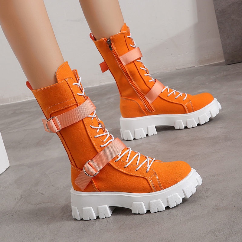 Giày Boot Martin Đế Dày Tăng Chiều Cao Thiết Kế Mới Thời Trang Theo Phong Cách Anh Dành Cho Nữ S 2021