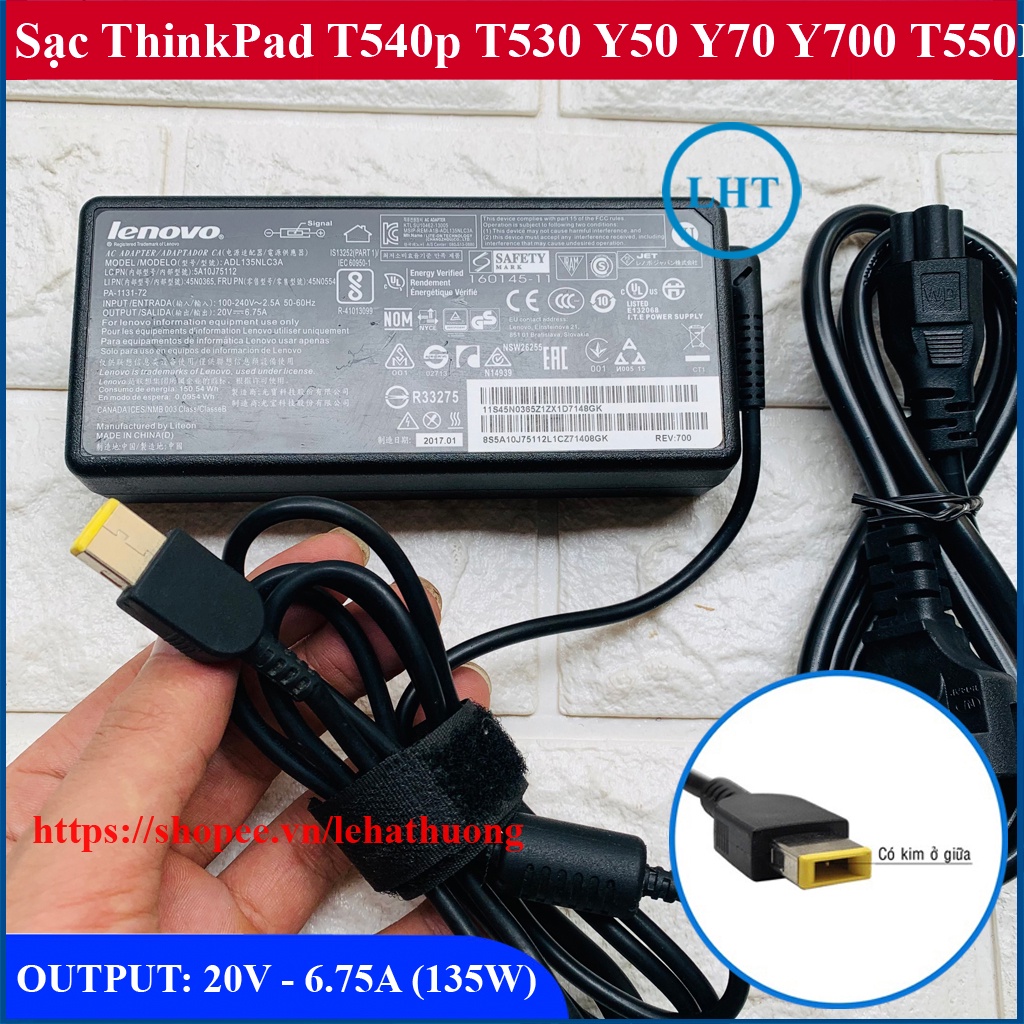 Sạc Laptop Lenovo ThinkPad T440p T540p T530 Y50 Y70 Y700 T550P ( Adapter lenovo 20V 6.75A 135W )
