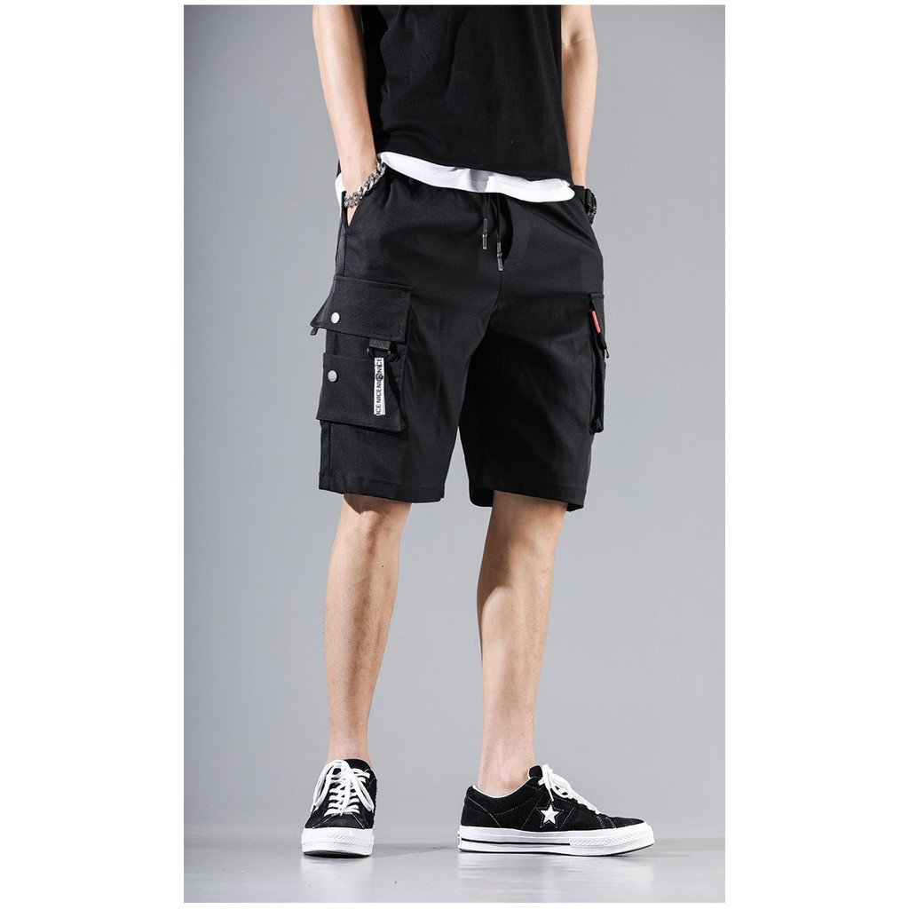 ⚡️ VẢI ĐẸP - ẢNH THẬT ⚡️ QUẦN SHORT KAKI NAM LƯNG THUN THỜI TRANG TÚI HỘP MÀU ĐEN