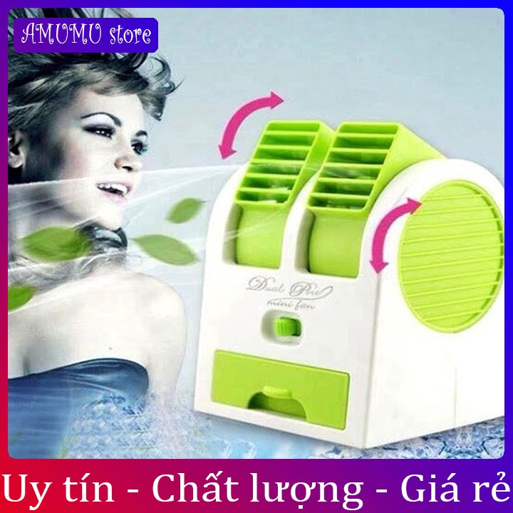 Quạt đá điều hòa mini 2 cửa gió chạy điện 5V siêu mát