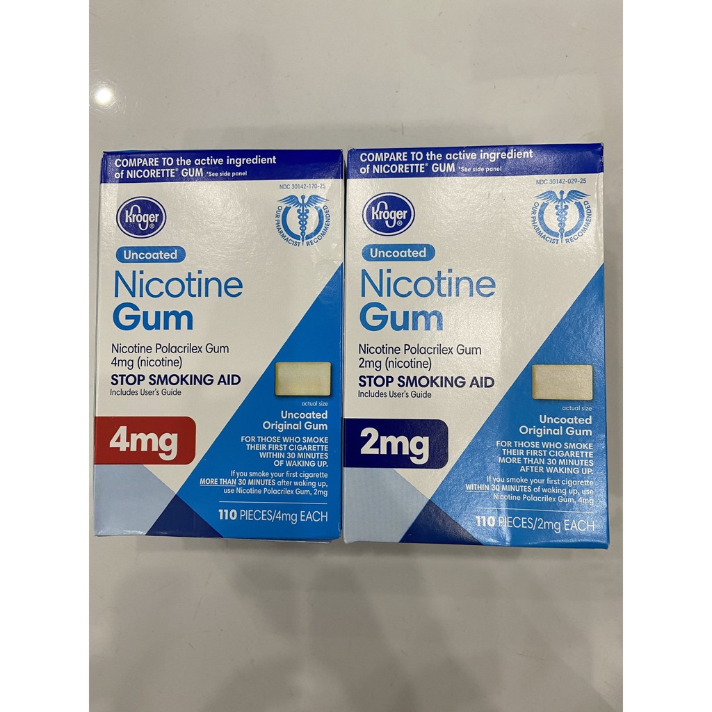 Kẹo cao su Kroger Nicotine Gum 2mg &amp; 4mg 110 viên, hương bạc hà