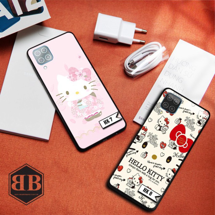 Ốp lưng kính cường lực Samsung Galaxy A12 hình hello kitty